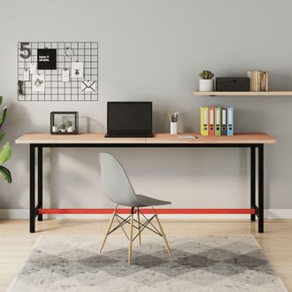vidaXL Vidaxl - Banco De Trabajo Madera Maciza De Haya Y Metal 200x55x81,5 Cm