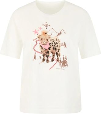Marc Cain T-shirt met korte mouwen - Dames - T-shirts - Wit - 3XL - Katoen - Tops