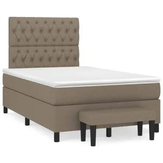 vidaXL Vidaxl - Cama Box Spring Con Colch&oacute;n Tela Gris Taupe 120x190 Cm
