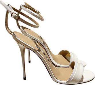 Manolo Blahnik White Leather Spezia 115 Sandals Size 39.5
