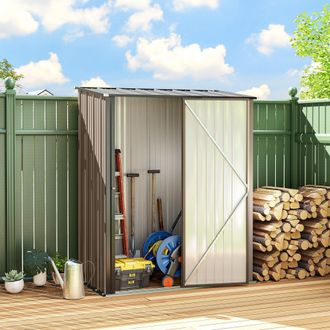 OUTSUNNY Outdoor Storage Shed w/ Lockable Door for Garden in Brown