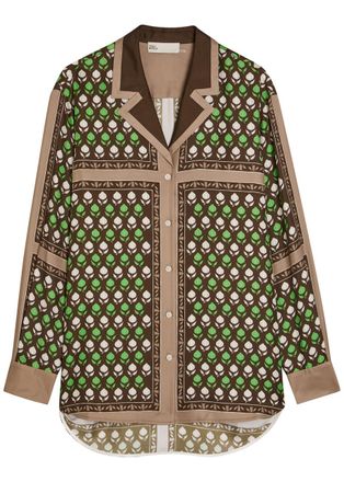Tory Burch Printed Silk Shirt - Brown - 12 (UK16 / XL)