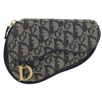 Dior Pre-owned Mini Bags, female, Blue, Size: ONE SIZE Pre-owned Vintage saddle coin purse
