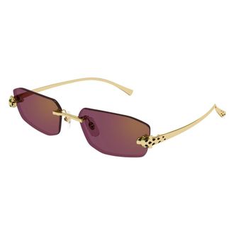 Cartier Sunglasses, unisex, Yellow, Size: 56 MM Panth&egrave;re Rectangle Frame Sunglasses