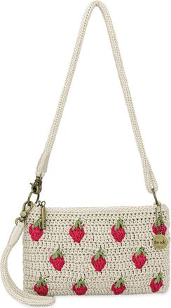 The Sak Vita Hand Crochet Crossbody Wristlet in Natural Strawberries at Nordstrom
