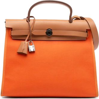 Herm&egrave;s Borsa a tracolla Herbag Zip 31 in tela Toile 2014 - Marrone