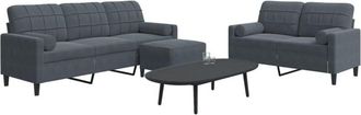 vidaXL Vidaxl - Juego De Sof&aacute;s Con Cojines 3 Piezas Terciopelo Gris Oscuro