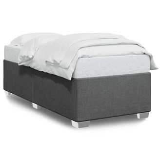 Berkfield Home Bed Frame without Mattress Dark Grey&not;Single&not;Fabric in Grey | Size: Single