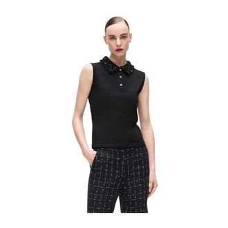 Karl Lagerfeld Tops, Dames, Zwart, S, Wol, Wolmix Top