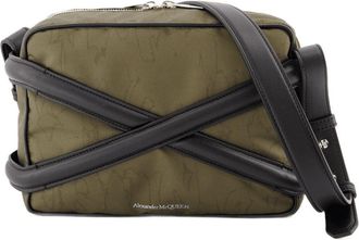 Alexander McQueen Mens Harness Camera Crossbody Bag Khaki Nylon