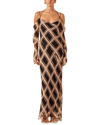 Shona Joy Rico Off The Shoulder Tie Maxi Dress