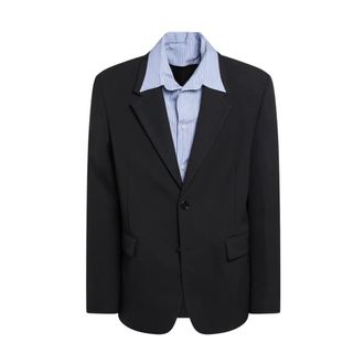 Balenciaga Heren, Jassen, Zwart, Maat: L Katoen