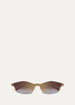 Cartier Panth&egrave;re Classic 24k Gold-Plated Rimless Shield Sunglasses