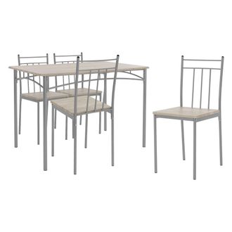 ML Design Ml-design - Mesa De Comedor Con 4 Sillas Roble Claro Juego De Comedor De 5 Piezas Para 4 Personas Grupo De Asientos Completo De Madera Con Patas De Me
