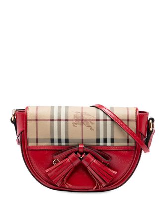 Burberry 2000-2017 Patent Leather and Haymarket Check Coated Canvas Maydown crossbody bag - Red