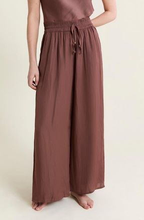 Etam Cheeta Wide Leg Pajama Pants in Chocolate at Nordstrom, Size X-Small