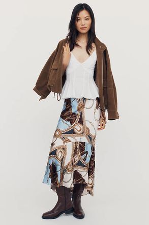 Maeve Bias-Cut Satin Midi Skirt