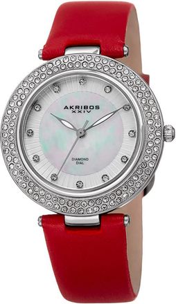 Akribos XXIV Quartz Diamond Crystal White Dial Ladies Watch AK1008RD