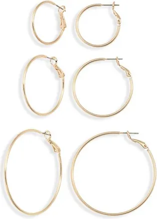 Nordstrom Set of 3 Thin Essential Hoop Earrings in Gold at Nordstrom