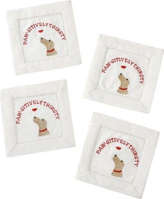 Tiramisu Set Of 4 Paw-Sitively Thirsty Dog Cocktail Napkins