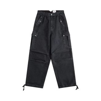 Rhude Straight Trousers, male, Black, Size: S Washed Canvas Parachute Pant