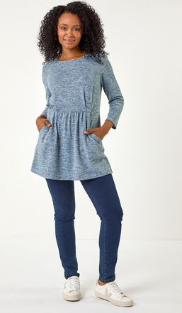 Roman Brushed Knit Pocket Detail Top