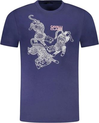 Cavalli T-shirt - Heren - T-shirts - Blauw - XL - Katoen - Tops