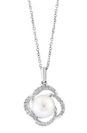 Effy Sterling Silver 8-9mm Freshwater Pearl & Diamond Pendant Necklace - 0.15ct. in White at Nordstrom Rack, Size 18