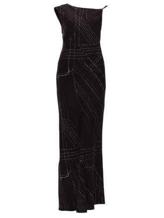 Alysi Multicolor Silk Asymmetrical Long Dress