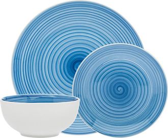 Godinger Spiral Blue 12 Piece Porcelain Dinnerware Set