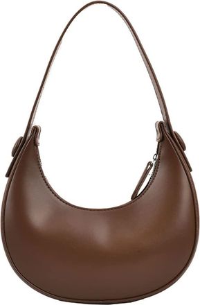 Generic Women Fashion Leather Shoulder Bags Small Purse Handbags Elegant Underarm Bag ladies leather Purses with Zipper (Brown)