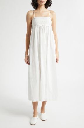 Poss&eacute; Danielle Embroidered Ruffle Cotton Sundress in Vintage White at Nordstrom, Size Xx-Small