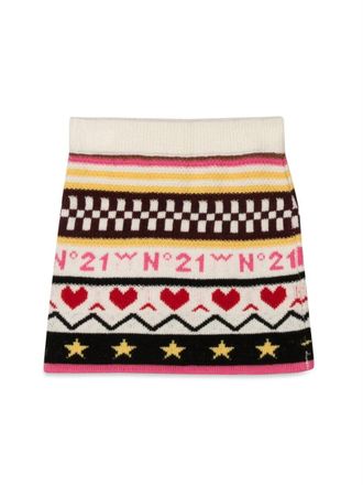 N&deg;21 Jacquard Knit Wool Skirt - Multicolor