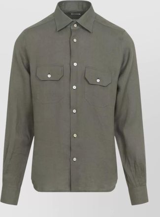 Kiton linen shirt long sleeves pointed collar