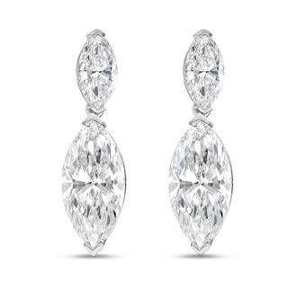 Diana M. Jewels 14KW WG Drop Earrings 12.00 Ct TW of Lab grown marquise diamonds