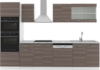 Vicco Cucina componibile R-Line, Grigio prezioso/bianco, 300 cm con armadio alto, senza piano di lavoro