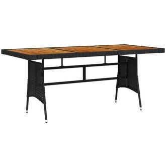 vidaXL Vidaxl - Tavolo Giardino Nero 160x70x72cm Polyrattan e Massello dAcacia