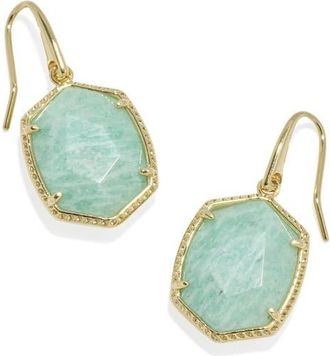 Kendra Scott Daphne Frame Stone Drop Earrings in Gold Teal Amazonite at Nordstrom