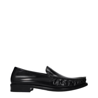 Prada Herrens Schwarze Leder-Loafer