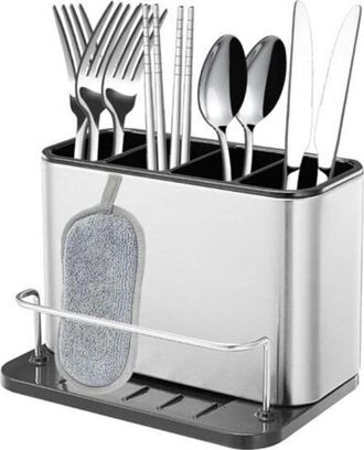 OEM Escurridor De Cubiertos, Organizador De Tenedores Y Cucharas Con 4 Compartimentos, Para Cuchillos, Tenedores Y Cucharas, Cesta De Secado Para Fregader