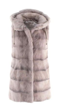 Yves Salomon Grey Mink Fur Hooded Gilet Size XS