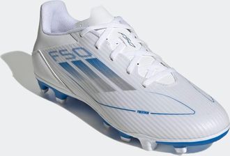 adidas Fussballschuh ADIDAS PERFORMANCE F50 CLUB FG/MG, Damen, Gr. 44,5, weiss (cloud wei&szlig;, silber metallic, cloud wei&szlig;), Synthetik, Schuhe Fussballschuh, f&uuml;