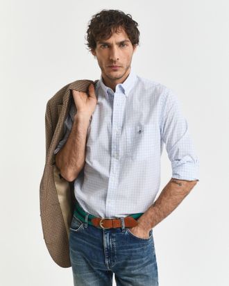 GANT REG POPLIN GINGHAM SHIRT mit Logostickerei auf der Brust