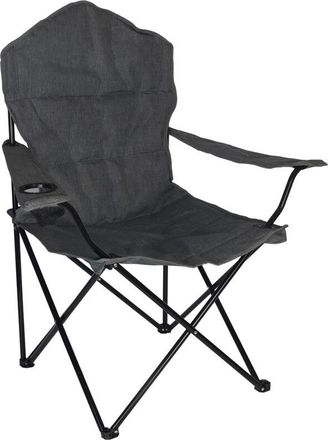 Relaxdays Relaxdays folding camping chair, armrests, cup holder, carrying bag, HxWxD: 106x90x45 cm, 100 kg, grey