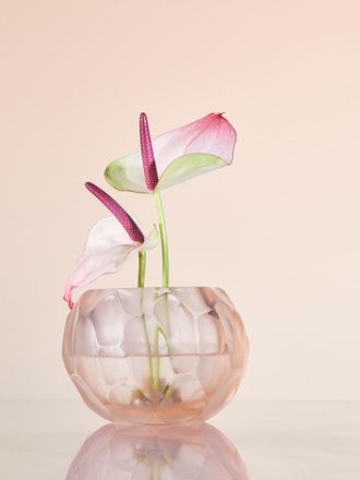 Micheluzzi Glass Bocia Rose Bamboo Hand-Blown Murano Glass Vase (6in/15cm)