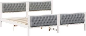 vidaXL Estructura De Cama Con Cabecera Gris Claro 200 X 200 Cm Vidaxl