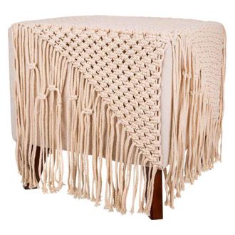 Wanderlust Deco Puff de algod&oacute;n trenzado color crema 45x45x45