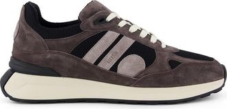 Blackstone bruin zwart effen sneakers suede