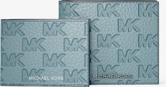 Michael Kors Hudson Logo Embossed Leather Billfold Wallet and Passcase