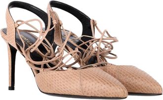 Saint Laurent Womens Leather Paris Skinny Snakeskin-Embossed Pump (Authentic Pre-Loved)